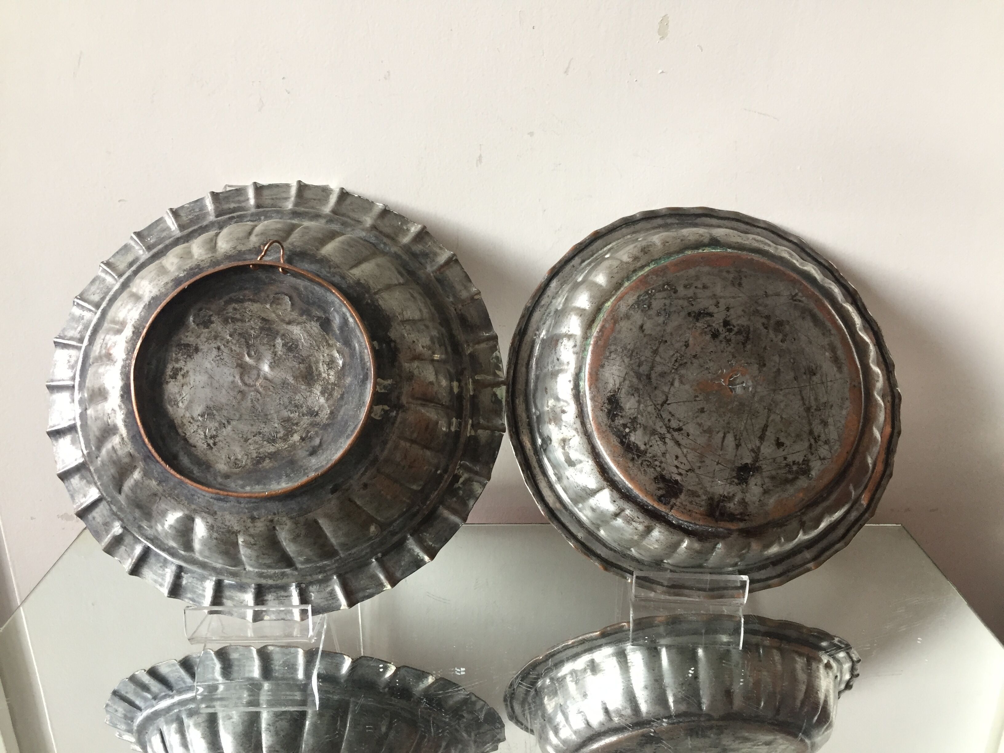 2 Ottoman  antique  plates bowls copper tin coated