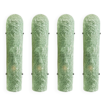 Impressive Hammered Green "Graniglia" Murano Glass Wall Sconces Set of 4 by