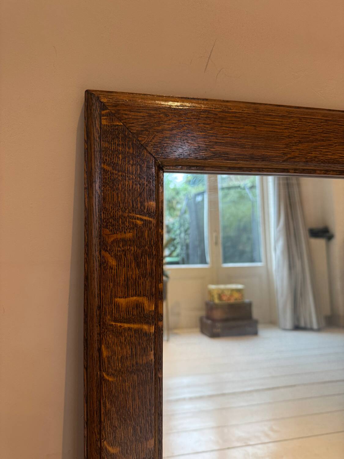 Miroir en chêne massif des années 50 | 90x65cm
