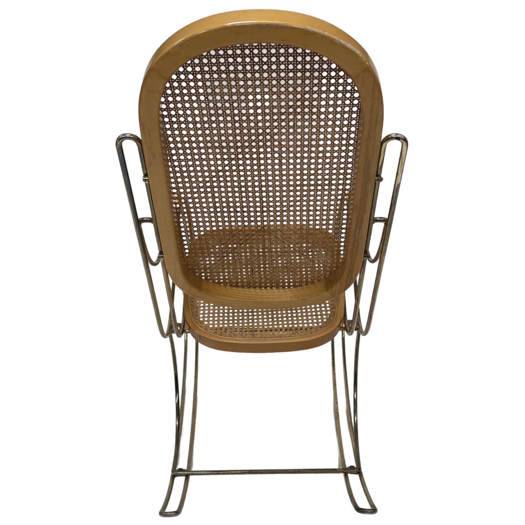 Vintage rocking chair brass bentwood design 1970s