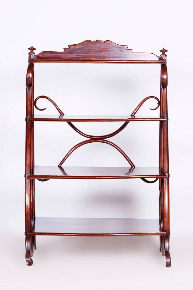 Biedermeier Shelf in Beech & Walnut attributed to Thonet, Austria, Vienna, 1910s
