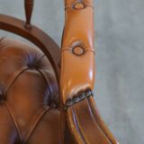 Leather and Wood Chesterfield Office Chair in English Style