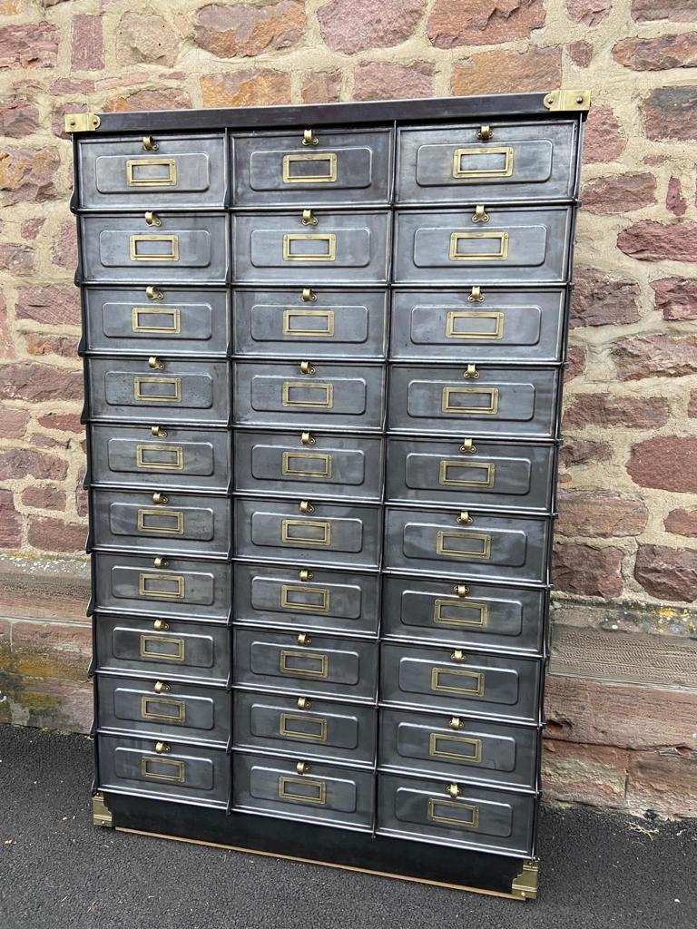 Industrial Archiving Cabinet 30 valves Strafor 1920s