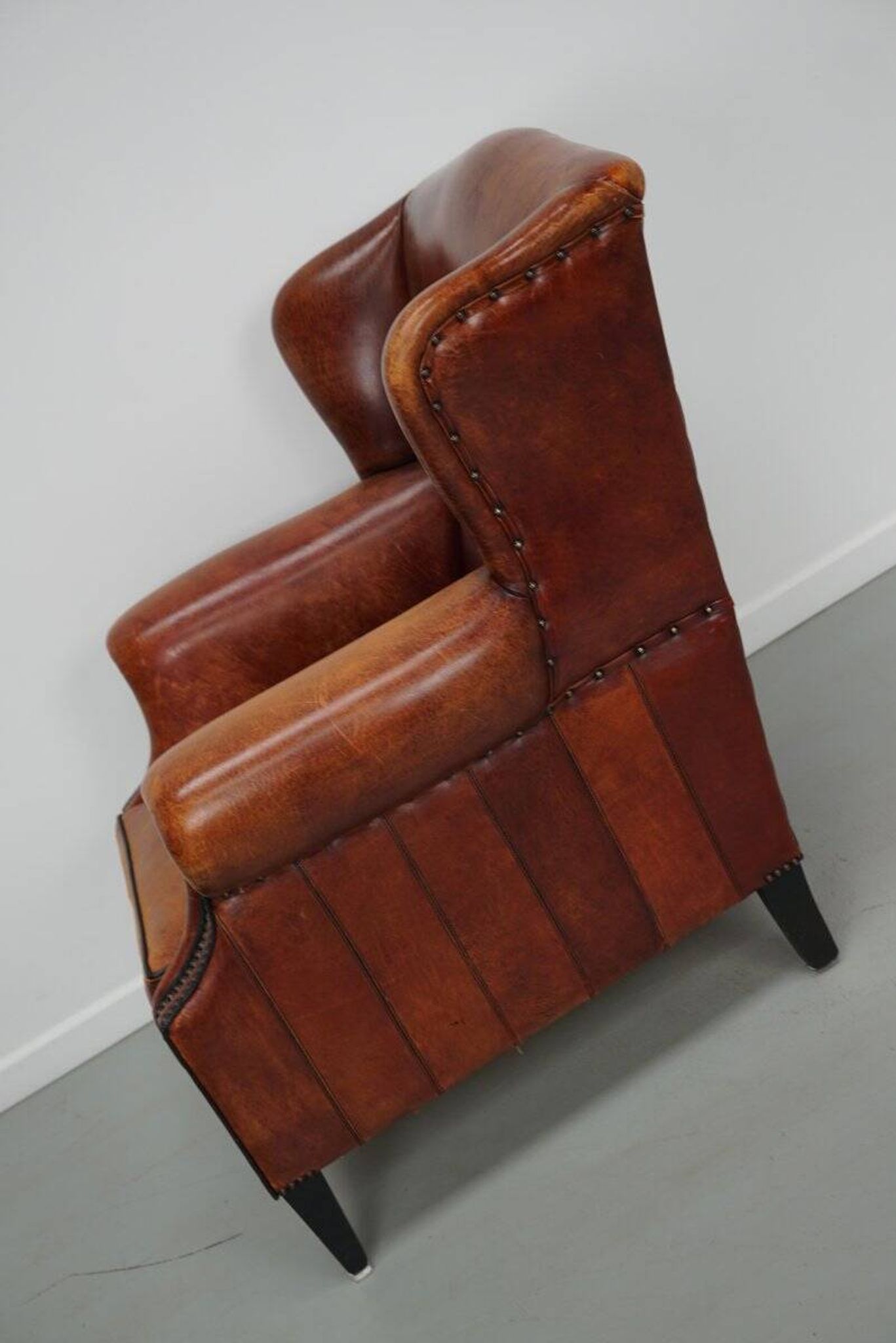 Vintage Dutch club chair in cognac leather, 1970s
