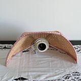 Flower applique in raffia and pink fabrics