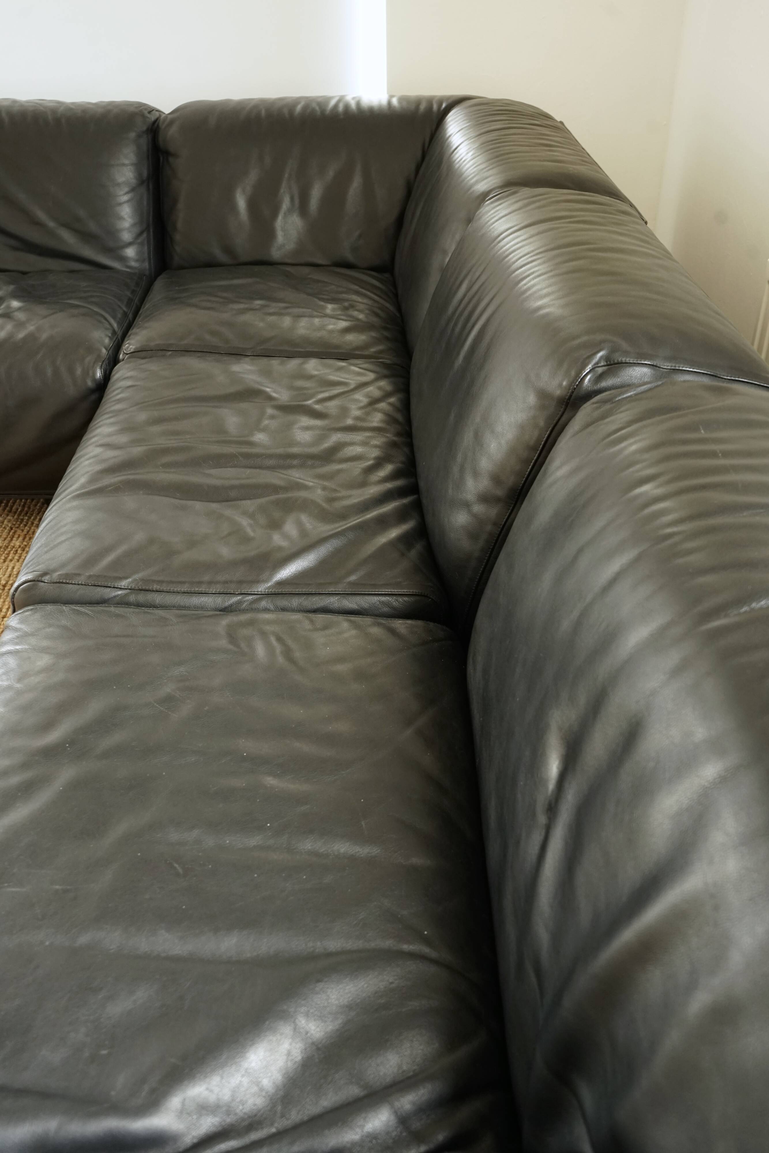 Canapé Modulaire Flandra en Cuir par Vico Magistretti pour Cassina, Italie, années 1970