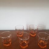 Set of 5 small pink glasses