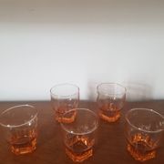 Set of 5 small pink glasses