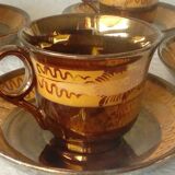 4 cups a cafe and under cups in faience of jersey