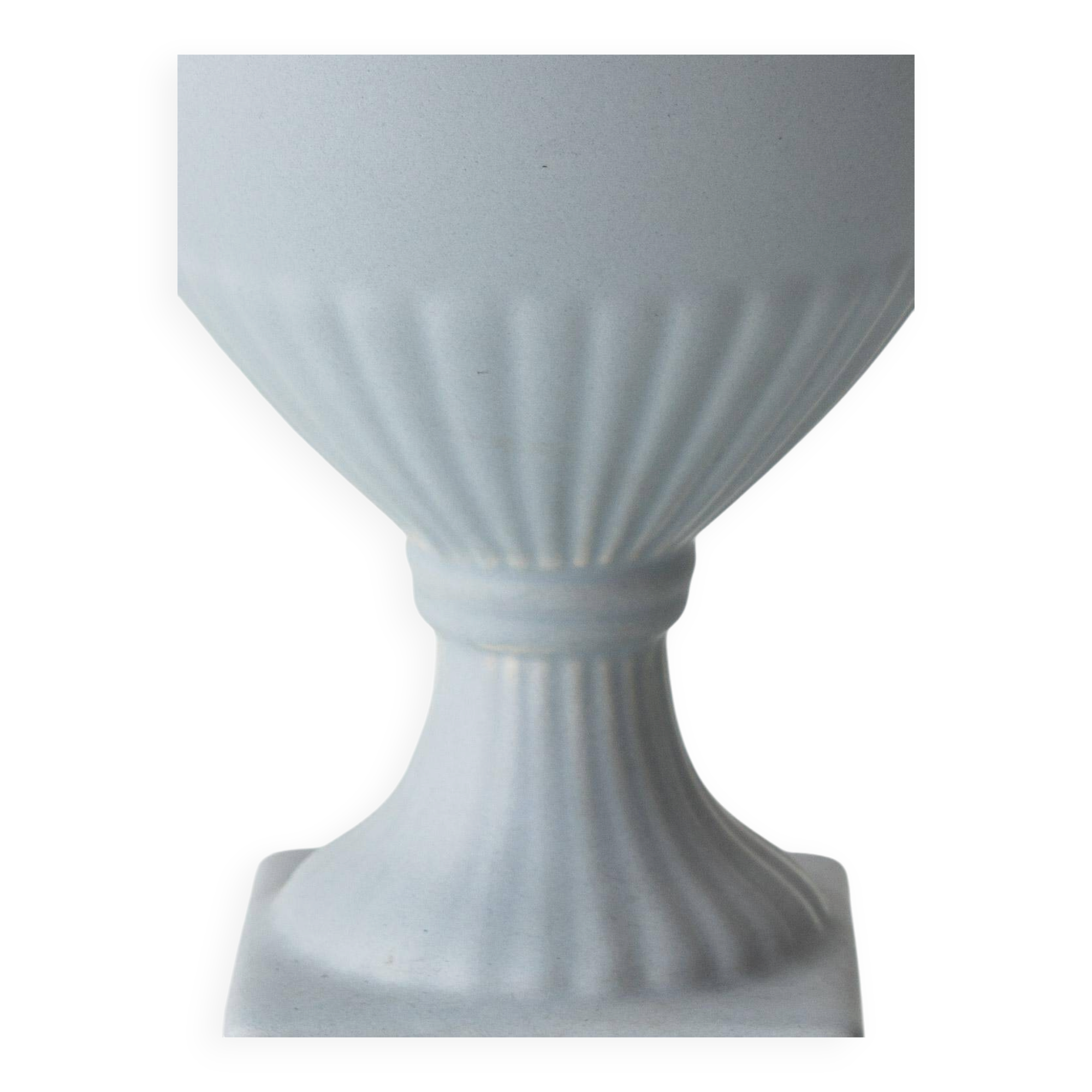 Neoclassical blue ceramic table lamp, pleated William Morris Acanthus shade.