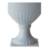 Neoclassical blue ceramic table lamp, pleated William Morris Acanthus shade.