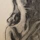 Signed charcoal drawing of a female portrait "in the shadow"