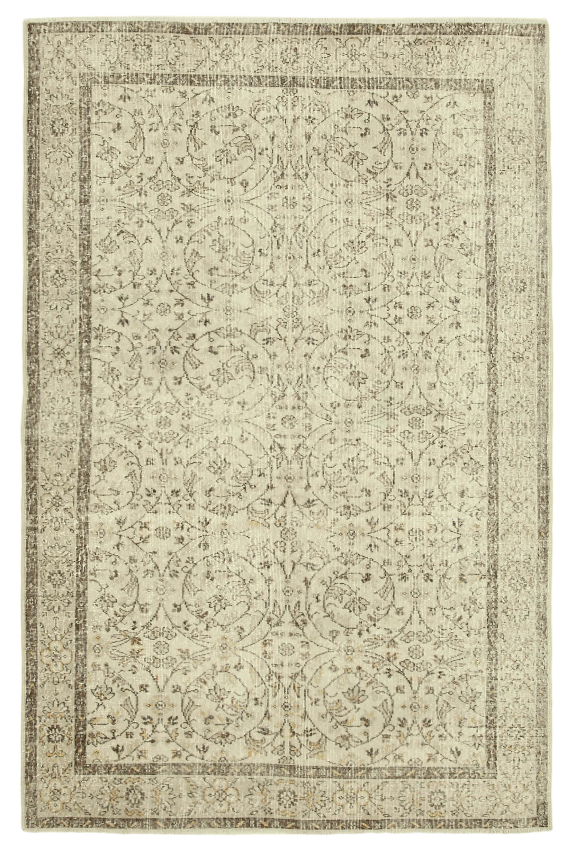 Handmade vintage oriental beige carpet 191 cm x 295 cm