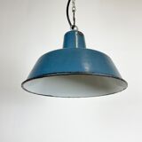 Suspension industrielle en émail bleu, années 1960