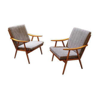 Paire de fauteuils Boomerang par Antonin Suman pour Ton Bystřice 1960