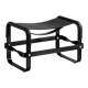 Black smoked steel and black leather footrest, contemporary style.