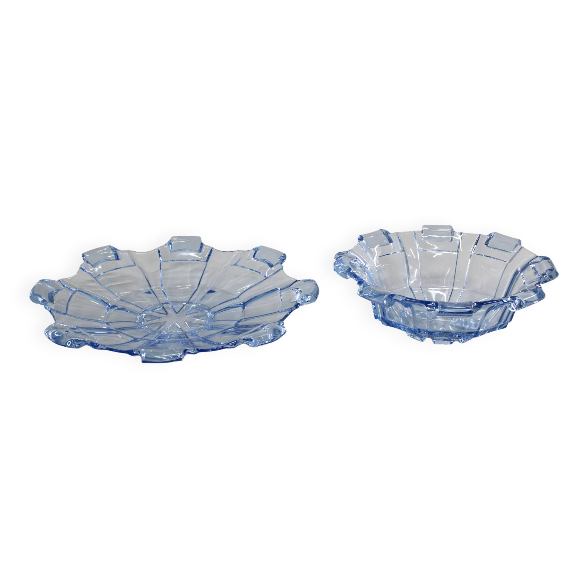 1970s pair of Glass Bowls , Czechoslovakia