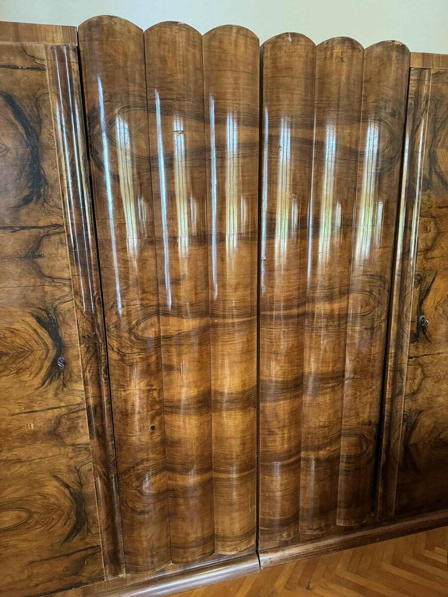 Art Deco walnut wardrobe, Central Europe, 1930s