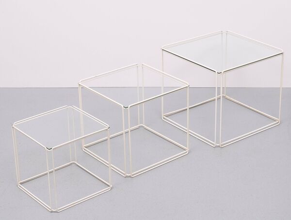 Tables gigognes graphiques ''Isocèle'' par Max Sauze années 1970 France