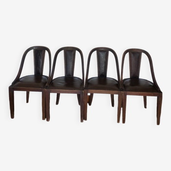 Set of 4 leather chairs 1920