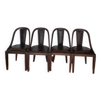 Lot de 4 chaises cuir 1920