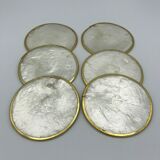 Set of 6 coasters in mother-of-pearl and brass