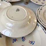 Set of 7 hollow plates k&g lunéville model "flore" 30s