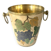 French vintage cloisonne champagne bucket with grape and vine design