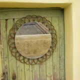 Miroir en rotin vintage   68 cm