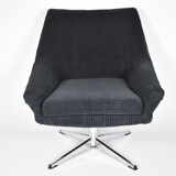 Mid-century armchair Shell, Deutsche Democratic Republic, DDR, 1960s, Black Cord, Chrome