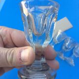 Lot of 4 small glass on foot faceted 18th century era