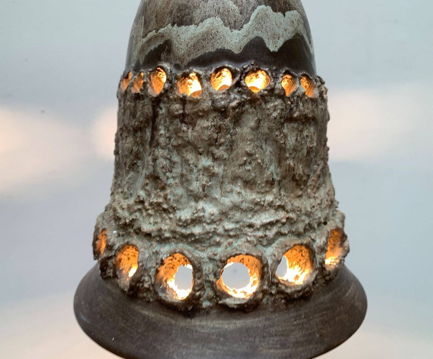 Brutalist ceramic pendant from the mid-century modern period by Judi Kunst.