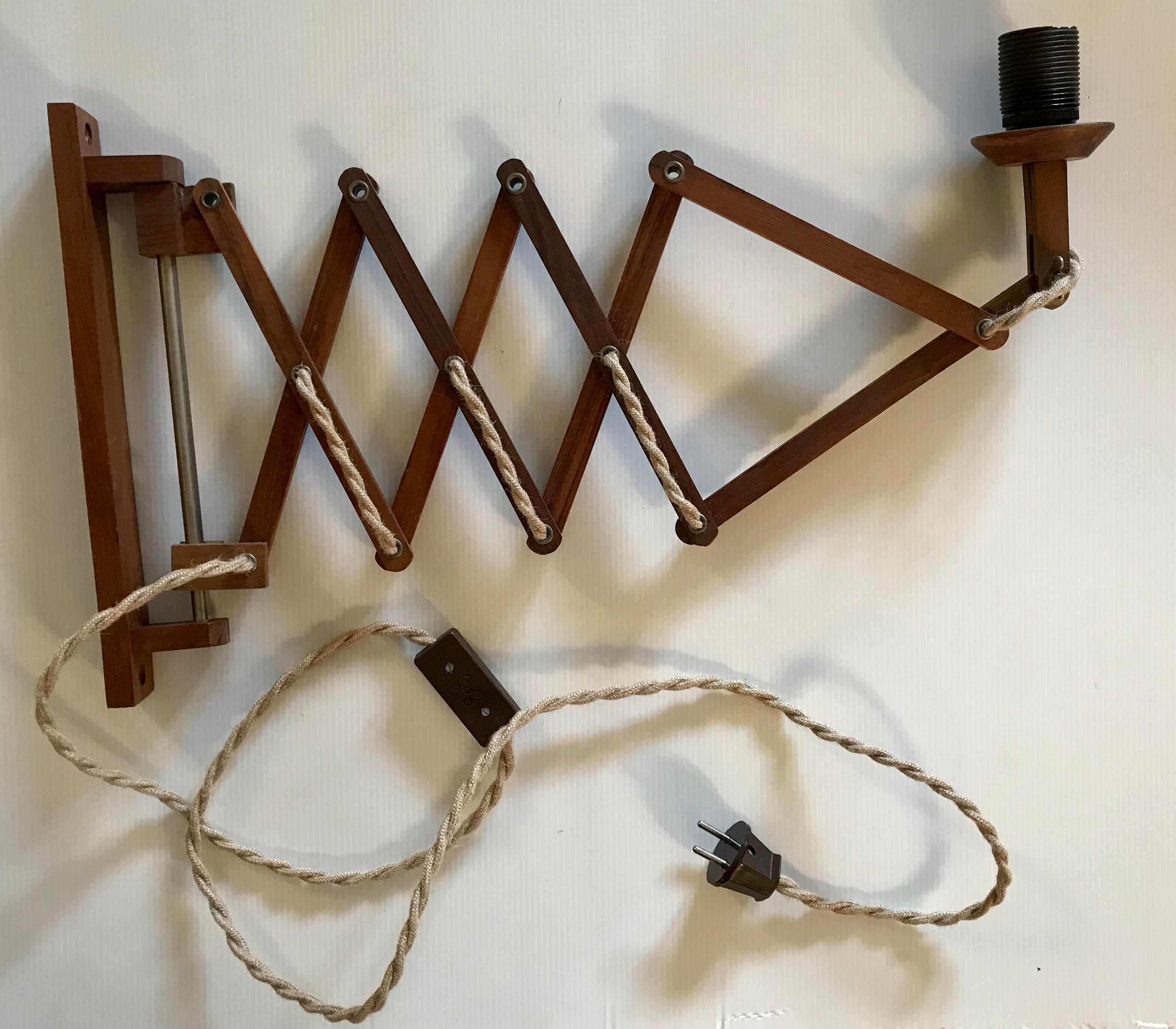 Scandinavian teak scissor lamp