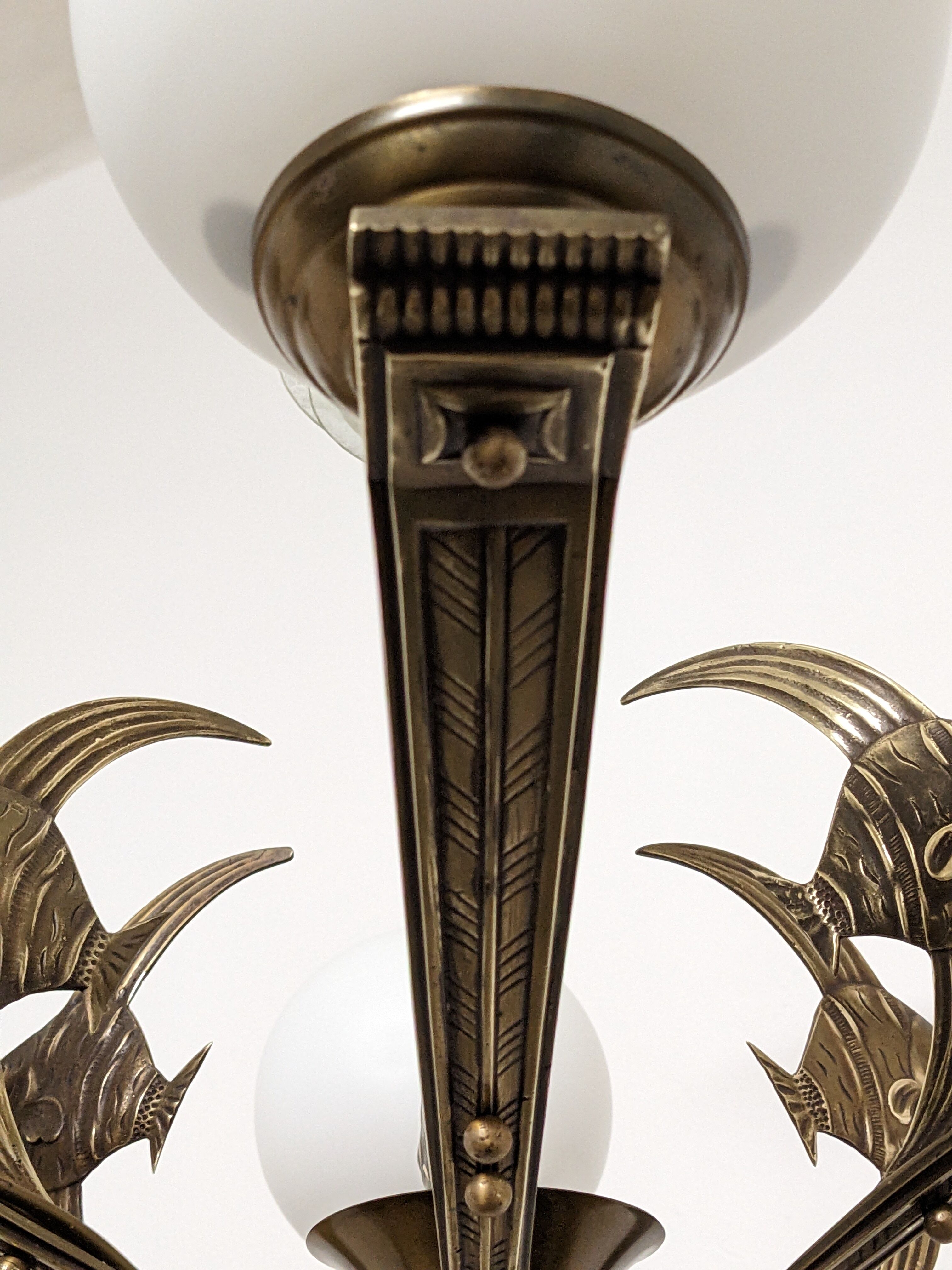 Art deco bronze fish chandelier