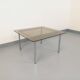 Vintage square coffee table in smoked glass and chrome metal from the 1970s.