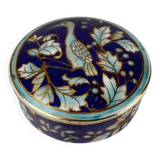 Chinese blue porcelain box with bird and flower motif