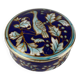 Boîte en porcelaine chinoise bleue motif oiseau & fleurs
