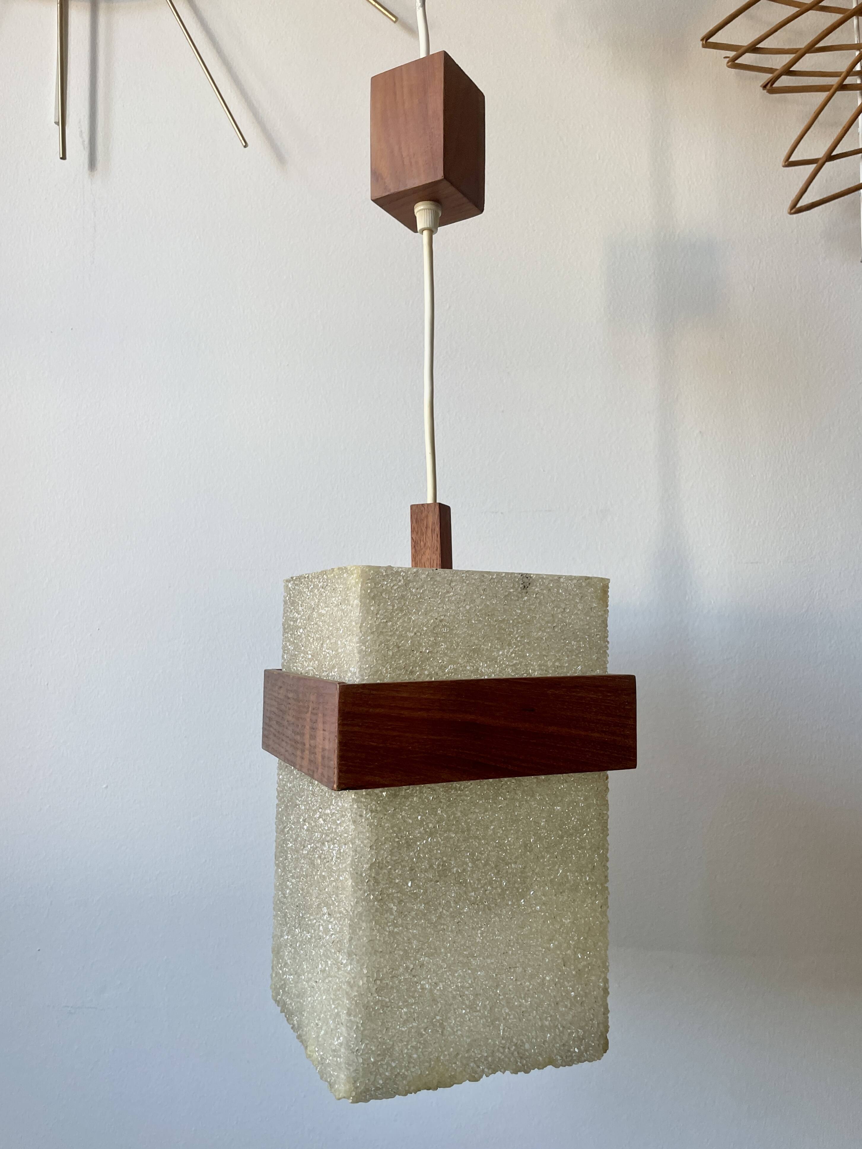 Teak and perspex pendant light from the 60s