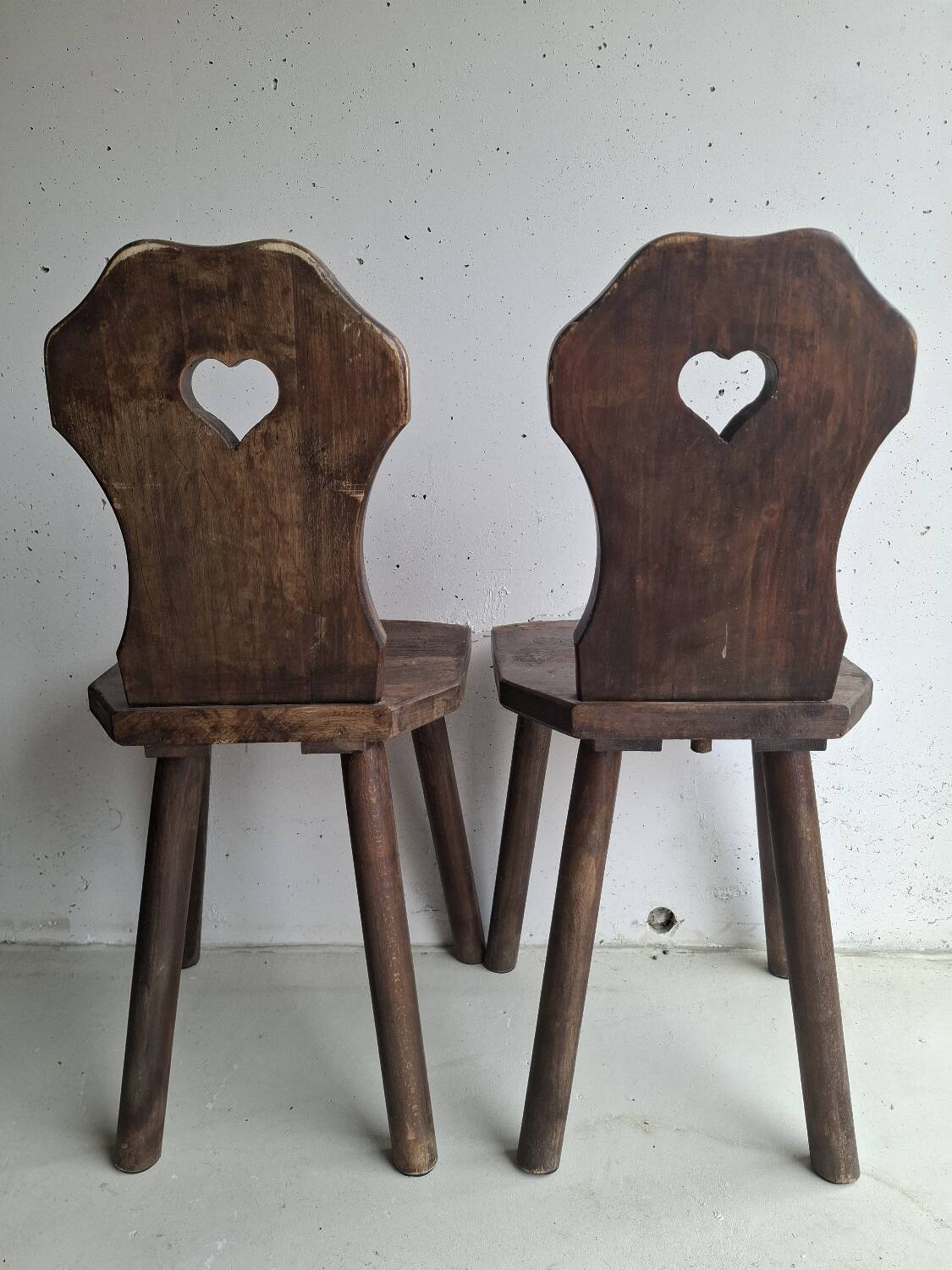 Pair of antique Alsatian wooden chairs