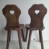 Pair of antique Alsatian wooden chairs