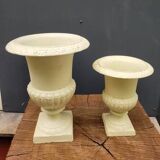 Cast iron garden vase cream white large