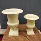 Cast iron garden vase cream white large