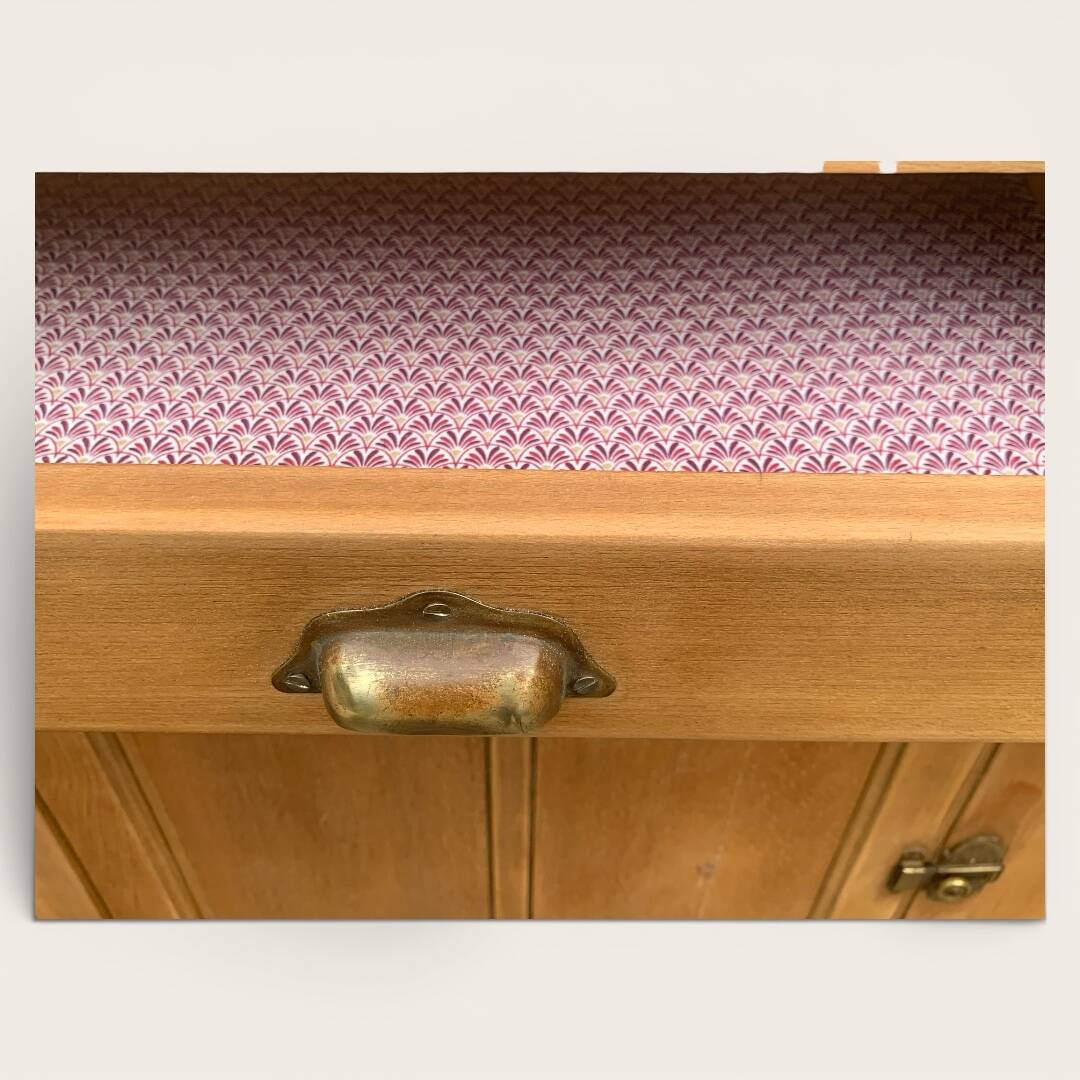 Grand Parisian buffet with billot and butterfly hinges, raw wood, 1930.