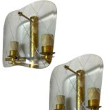 Italian Brass Glass Sconces 1950’s