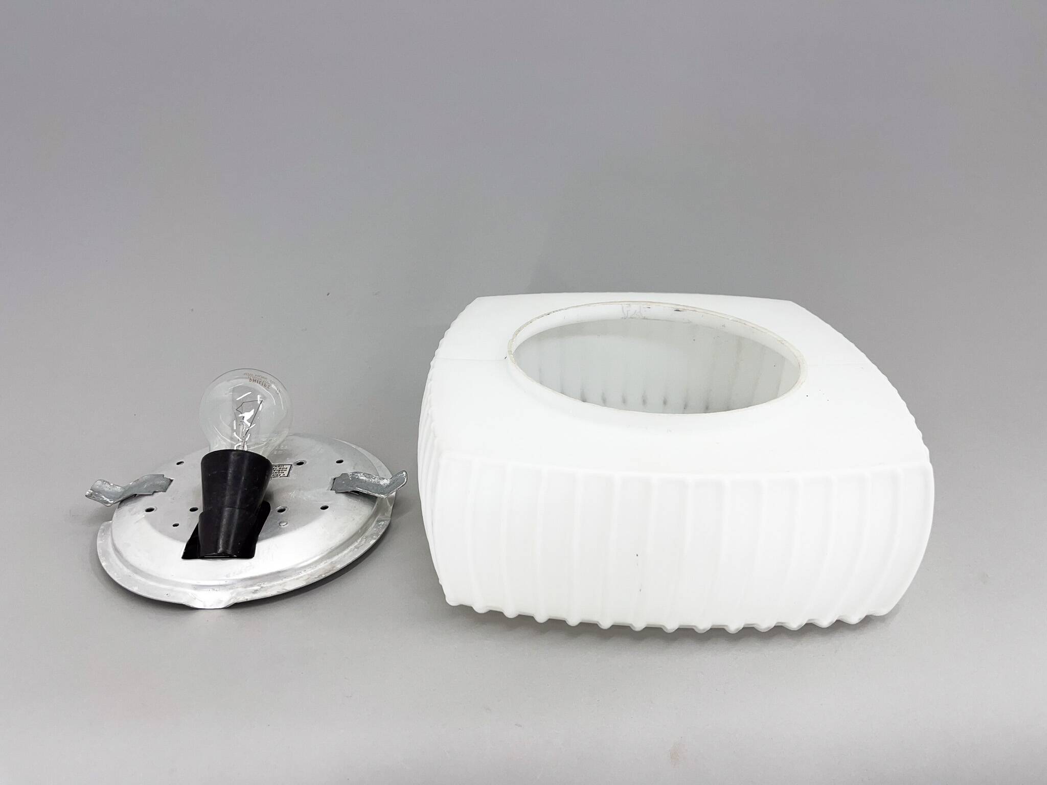 Mid-Century Milk Glass Ceiling Light, Czechoslovakia