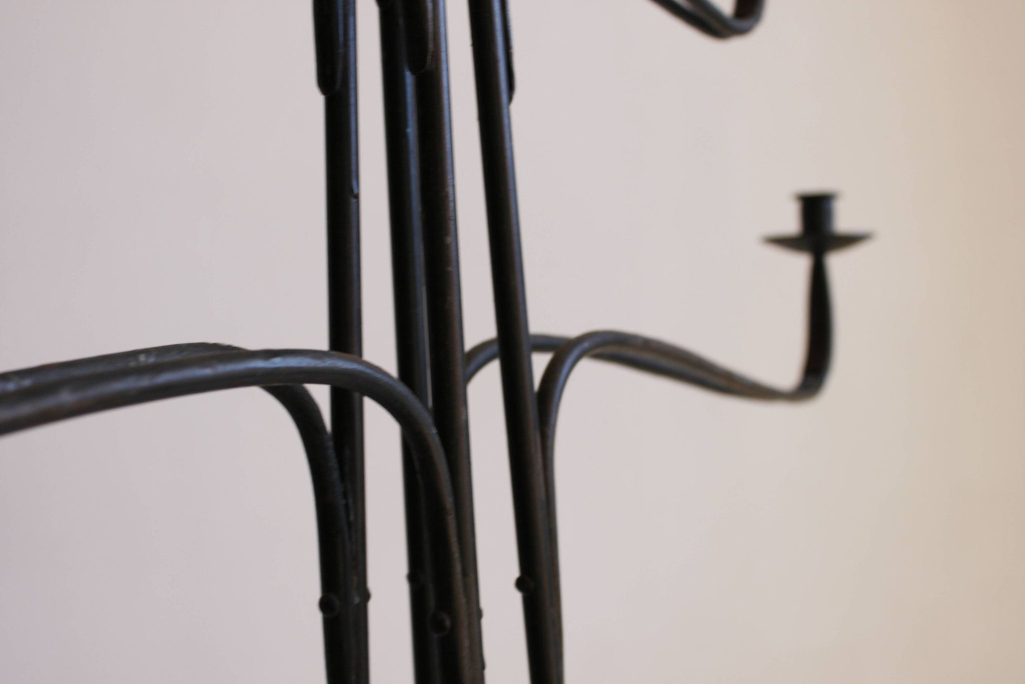 Large Wrought Iron Floor Candelabra, 1950s