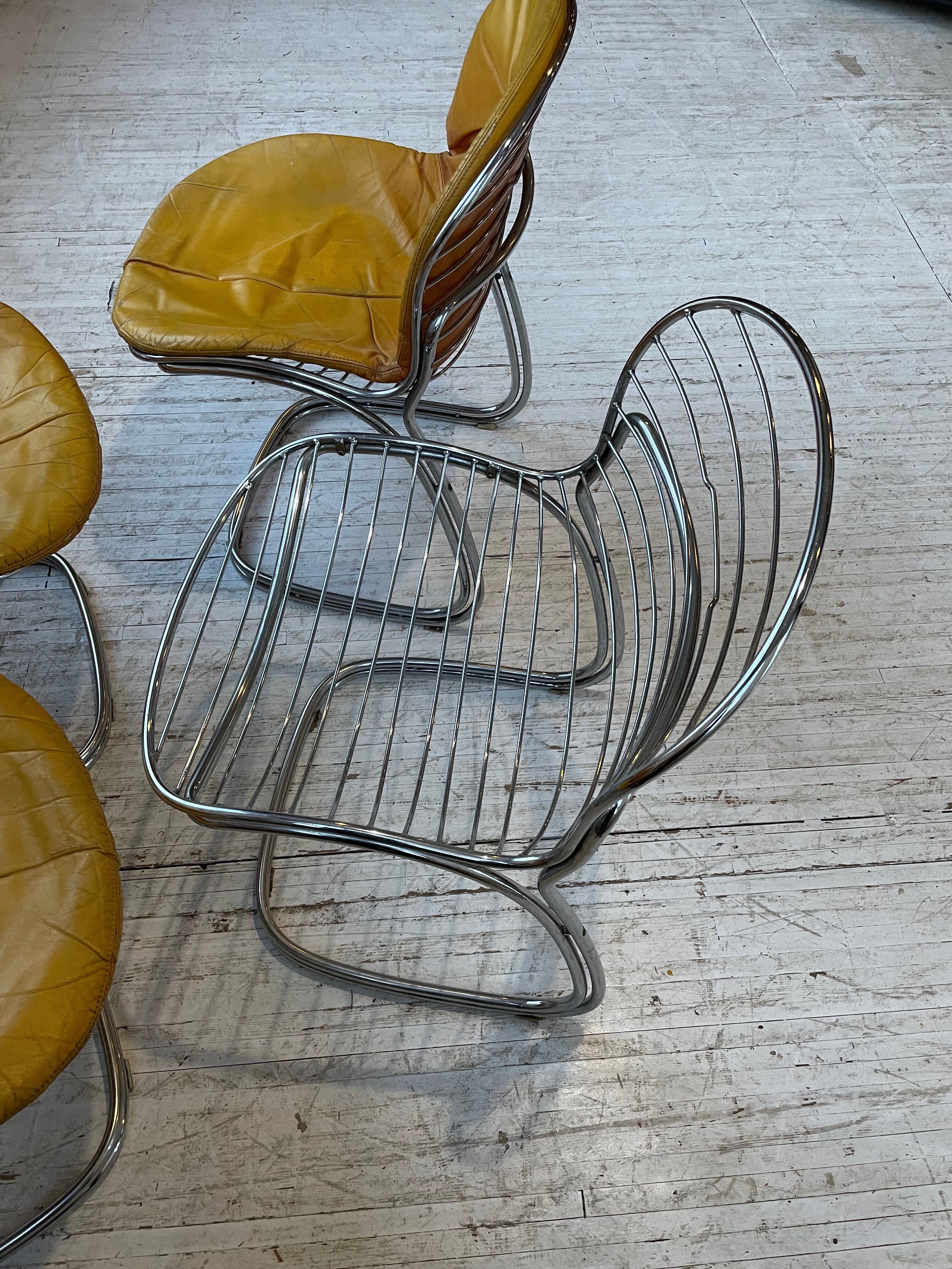 4 chairs Rinaldi "Sabrina" yellow leather