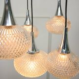 Vintage Italian Crystal and Chrome Chandelier, 70s