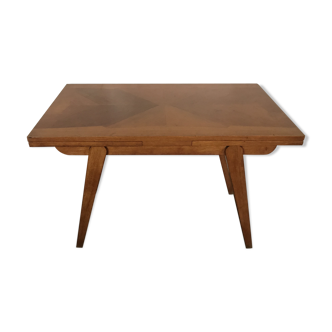 Table vintage 1950 oak compass feet clear design