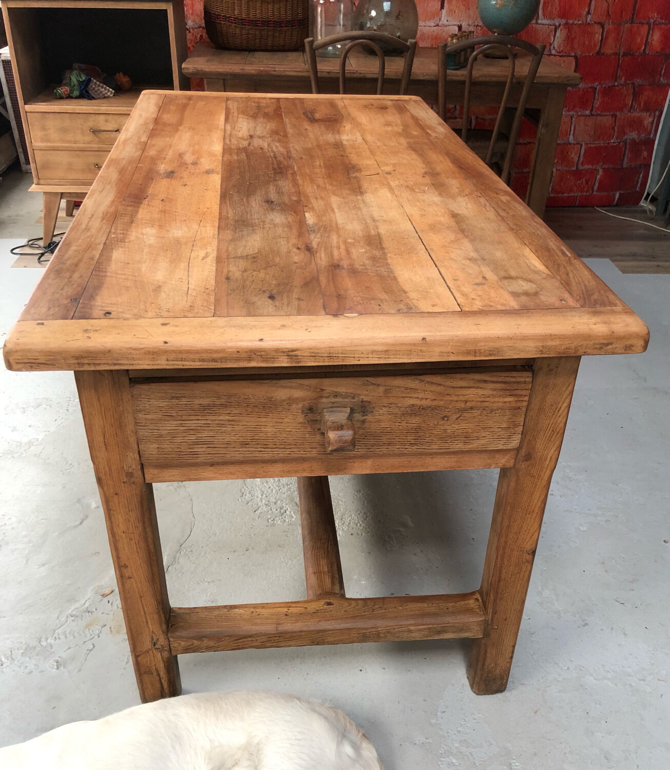 Large oak bakery table